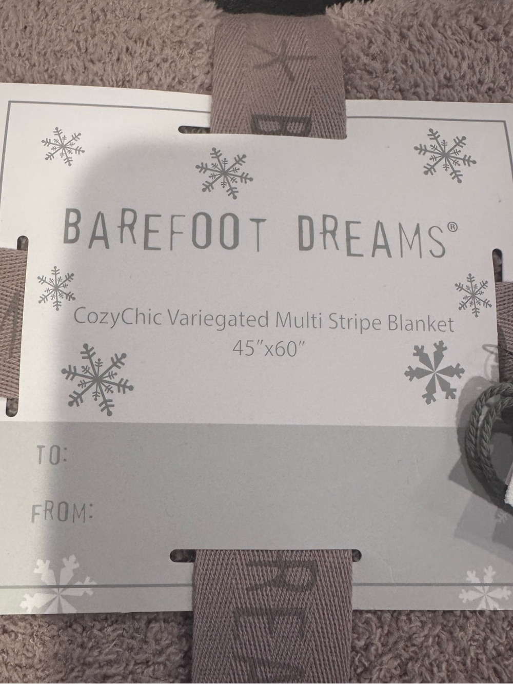 Barefoot Dreams CozyChic Variegated Multi Stripe Blanket Taupe Cream NWT 45x60 - Picture 6 of 8